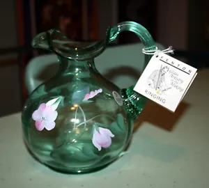 Etiqueta adhesiva vintage firmada de flores de glorias de la mañana verde niebla marina Fenton - Imagen 1 de 10