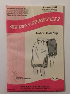 Vintage 1960s Sew Knit N Stretch Ladies Half Slip Sewing Pattern 204 S M L XL - Picture 1 of 4