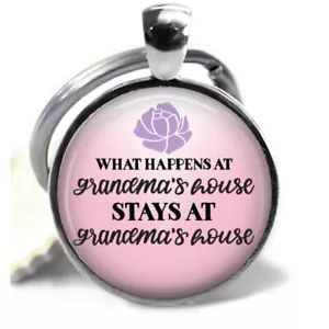 What Happens At Grandma's... Grandmother Gift Key Chain Ring Handcrafted Gifts - Picture 1 of 3