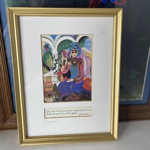 Vintage Bracha Brym-Lavee Lady Signed Art Studio Jerusalem Framed Print? - Picture 1 of 8