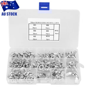 100PCS Wing Nut Assortment Butterfly Nut Industry Hardware Metric M3 to M12 AU - Picture 1 of 7