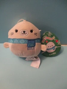 Squishmallows White Lucille the Seal Plush w/ scarf Ornament 4”Christmas MWT - Picture 1 of 6
