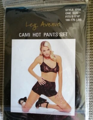 Sexy conjunto de sujetador y pantalones de encaje negro Leg Avenue talla 8-14 Foto 1 de 2