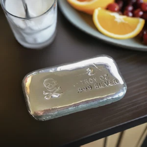 Smooth 2oz Pirate Stamped Bullion Bar - Hand Pour (999 Fine Silver) - Picture 1 of 10