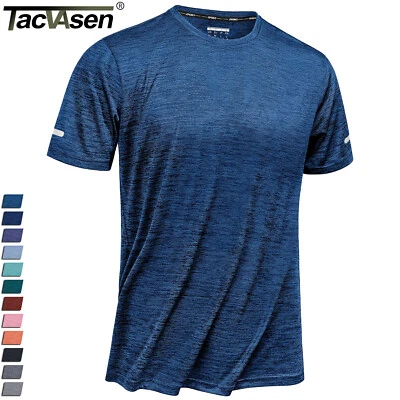 Mens Workout Shirt Short Sleeve Athletic Dry Fit T-Shirt Running Gym Hiking Tops - Image 1 of 4