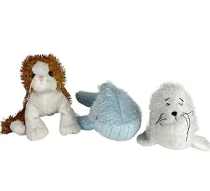 Ganz Webkins Shaggy Beanbag Plush Lot Of 3 Orange Cat Blue Whale Seal No Codes - Picture 1 of 12