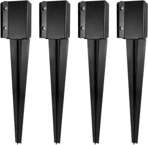 Fence Post Anchor Ground Spike Metal Stakes 4-Pack - 24 x 4 x 4 Lumber - Picture 1 of 12