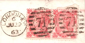 GB QV SG77 Cover 3d Pair TUSCANY DESTINATION MAIL 1863 Railway TPO Cat £950- 30m - Picture 1 of 20
