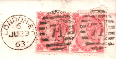 GB QV SG77 Cover 3d Pair TUSCANY DESTINATION MAIL 1863 Railway TPO Cat £950- 30m - Image 1 of 4