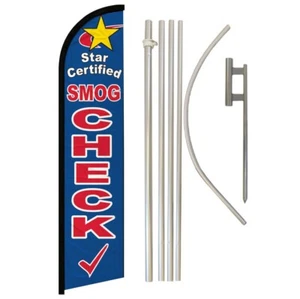 Star Certified Smog Check Windless Banner Swooper Advertising Flag Kit Mechanic - Picture 1 of 8