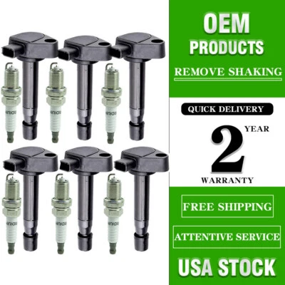6X Ignition Coils + 6X Spark Plugs Set for 1999-2007 Honda Odyssey 3.5L UF242 - Image 1 of 4