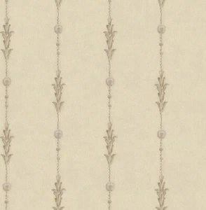 Leaf and Bead Stripe with Leaf Wallpaper Document by Wallquest DM20508 - Picture 1 of 1