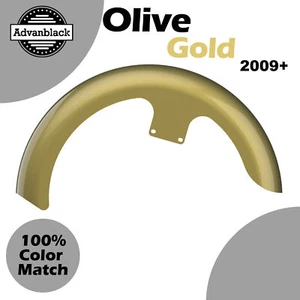 Fits 09+ Harley Advanblack OLIVE GOLD 21" Reveal Wrapper Hugger Front Fender - Picture 1 of 9