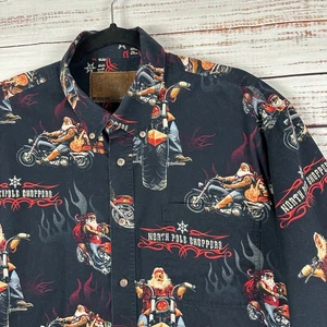 Mens Clearwater Outfitters North Pole Chopper Santa Christmas Motorcycle Shirt L - Picture 1 of 7