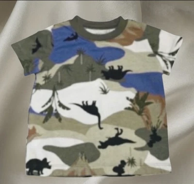 Top Carter's Boy Talla 6m Estampado Dino Safari Manga Corta Azul Verde Tostado Foto 1 de 4