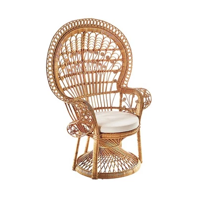 Rattansessel Pfauenthron Relaxsessel Korbsessel aus Rattan mit Kissen - Bild 1 von 4