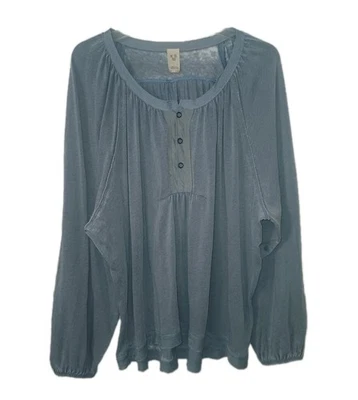 Top We The Free People Burnout Talla Grande Azul Boho Hippie Campesino Foto 1 de 4