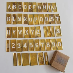 Vintage 1" Adjustable Lockedge Brass Stencil Set Alphanumeric Complete W/Box - Picture 1 of 4
