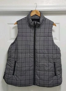 Torrid Active Puffer Vest Women's Size 2 Black & Gray Plaid Full Zip Outdoor - Picture 1 of 9