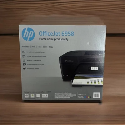 HP OfficeJet 6958 Color Inkjet All-in-One Printer Scan Copy Fax Web Tested -Good - Image 1 of 4