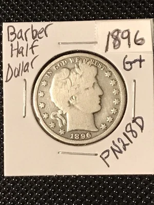 1896 Barber Half Dollar  G+  **Tougher date** - Image 1 of 4