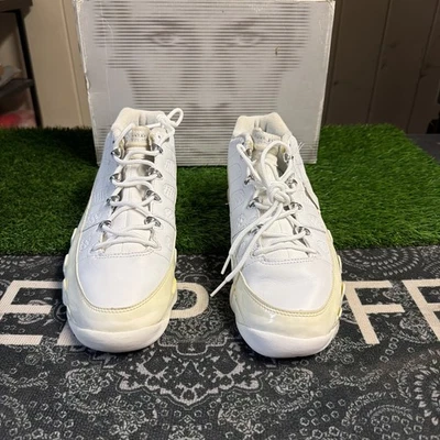 Antigo🔥 Tamanho 11 - Tênis Nike Air Jordan 9 IX retrô baixo branco cromado 303895-111 2002 - Imagem 1 de 4