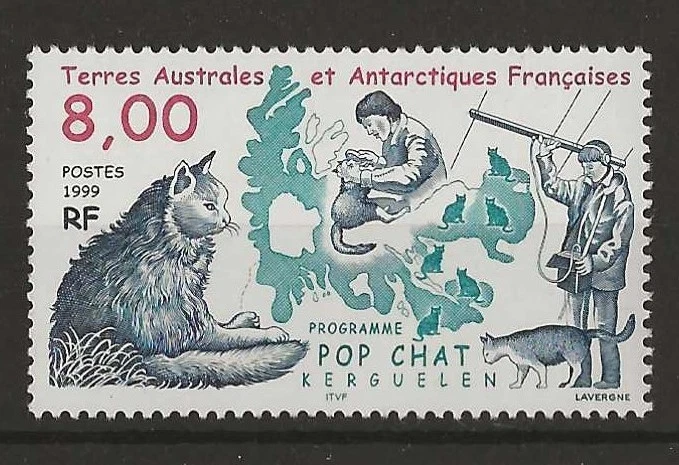 TAAF 1999 - 8.00Fr Cat Research Programme, Kerguelen Islands - MNH - Image 1 of 1