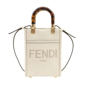 Fendi Bianco Calf Gold Mini Sunshine 2WAY 8BS051 147661154 - Picture 1 of 11