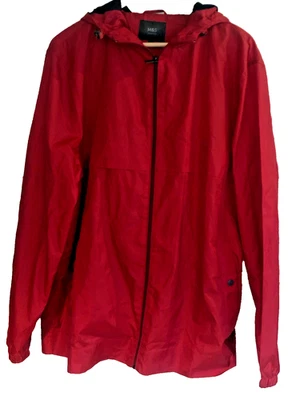 M&S Women's Windbreaker Jacket Red Bust 41~43" Large. Full Zip .Hooded. Pockets - Image 1 of 4