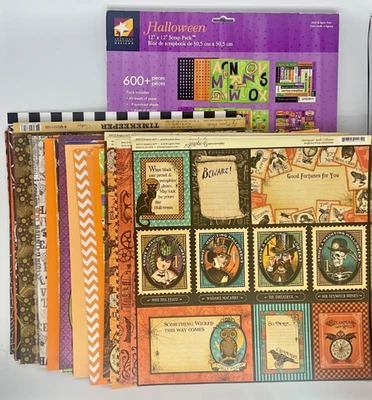 Almohadilla de papel para álbum de recortes con tema de Halloween gráfico 45 plus 12 x 12 lote 100+ papeles Foto 1 de 4