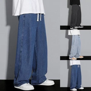 Trendy and Comfortable Men's Straight Cut Wide Leg Jeans in Various Colors - Picture 1 of 24