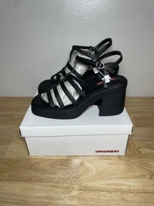 Neu im Karton Unionbay Drea schwarze klobige Plateau-Sandalen mit Knöchelriemen Größe 11M! " - Bild 1 von 13