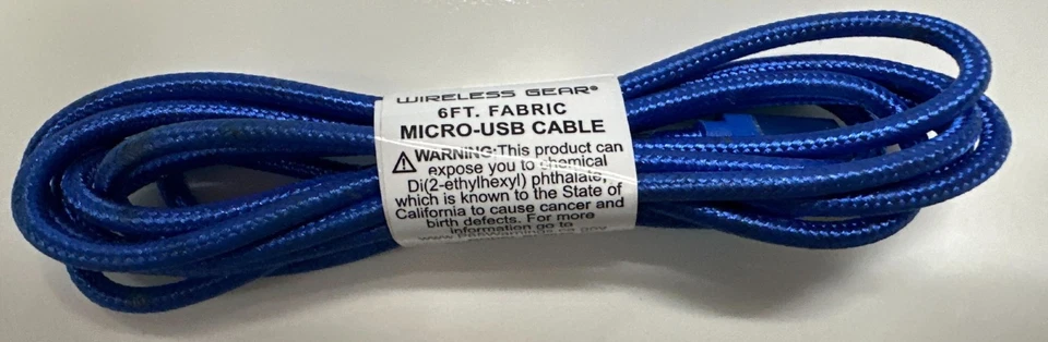 Wireless Gear 6 ft micro usb sync and charge cable. Fabric material. - Image 1 of 1