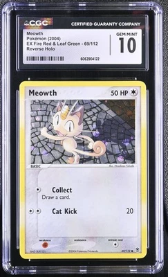 CGC 10 Meowth EX Fire Red & Leaf Green 69/112 Reverse Holo Pokemon Card - Image 1 of 2