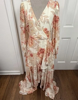 NWT Flying Tomato Maxi Dress Large High Low Ruffles VNeck Long Sleeve Fairy Boho - Image 1 of 4