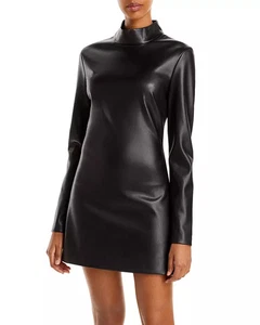 NWT BARDOT Harley Faux Leather Mock Neck Dress size M - Picture 1 of 7