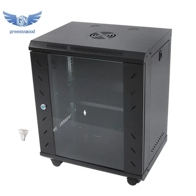12U Wall Mount Network Server Rack Cabinet Enclosure 15.5'' Deep Door Lock Balck - Image 1 of 4