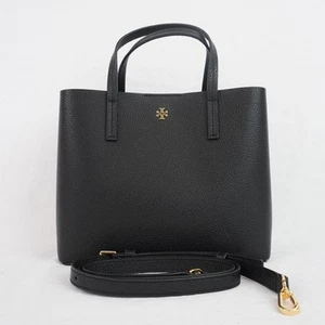 Tory Burch Blake Top Handle Small Tote in Black Leather w/ Devon Sands (85985) - Picture 1 of 10
