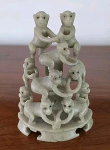 Affen handgeschnitzte Steinskulptur Tierfigur Statue China 4 1/2" hoch - Bild 1 von 8