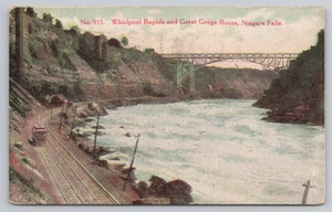 Postkarte 1910 Wagen entlang der Whirlpool-Stromschnellen am Niagra River in New York. - Bild 1 von 2