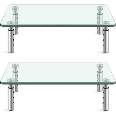  GLASS Monitor Stand with Height Adjustable for Home Office 2 Pack Computer  - Изображение 1 из 4