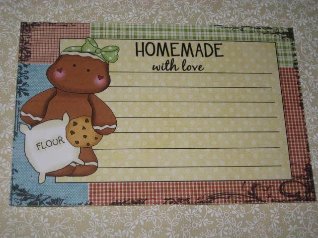 PRIMITIVE SET 12 GINGERBREAD RECIPE CARDS #1 (PLP1-18)