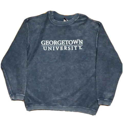 Georgetown University Hoyas Sweater Corded Sweatshirt Blue Distressed Size M Cover