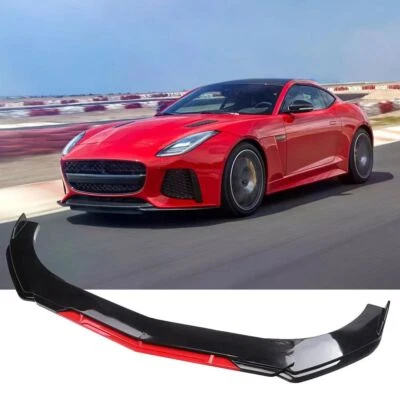 For Jaguar F-Type Glossy Black Red Front Bumper Lip Spoiler Splitter Body Kits Foto 1 de 4