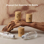Cat Empty Bamboo Lid Steel Ball Roller Essential Oil Perfume Bottle Container