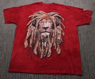 Rainforest Café Para Hombre XL Rojo Ácido Lavado Rasta León Manga Corta Música Y2K Foto 1 de 4
