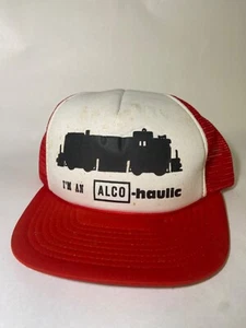Vintage I'm An Alco-Haulic Funny Ho Train Snapback Trucker Hat Cap Red/White - Picture 1 of 8