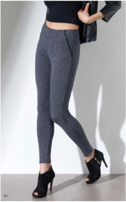 Femme Leggings Jadea Taille Haute Avec Coupure Poche En Jaquard Extensible - - Photo 1/3