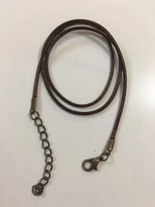 Brown Faux Leather Cord Necklace 18” Adjustable Bronze Chain Lobster Clasp - Picture 1 of 4
