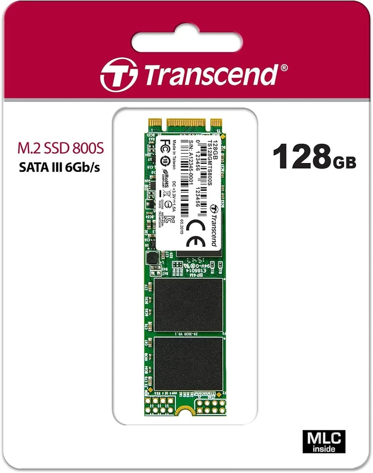 Transcend MTS800S M.2 128 GB Internal SSD Hard Drive - Image 1 of 3